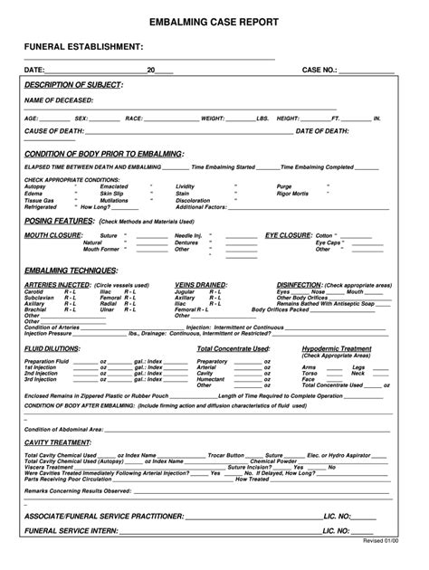 Embalming Case Report Fill Online Printable Fillable Blank Pdffiller