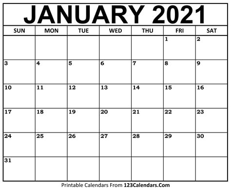 January 2021 Calendar For United States Download Free As  Or Pdf