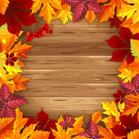 Autumn Elements And Gold Leaves Background Vector 03 Vector