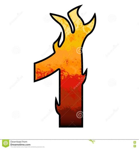 Flames Alphabet Number 1 One Stock Illustration Illustration Of