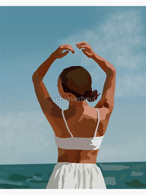 Aesthetic Tanned Beach Girl At The Ocean Digital Illustration Sticker By Robinverheul Redbubble