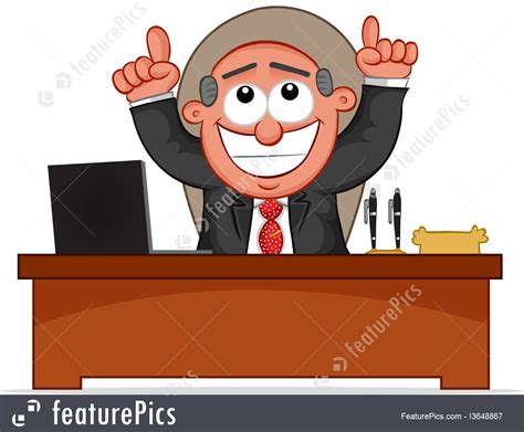 Illustration Of Business Cartoon Boss Man Happy And