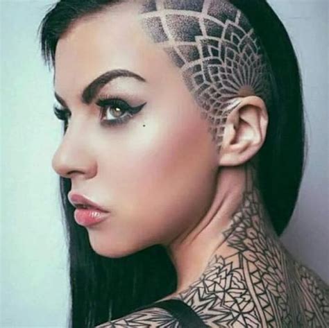 Incredible Head Tattoos For Females Shaved Side Hairstyles Undercut Hairstyles Cool Hairstyles