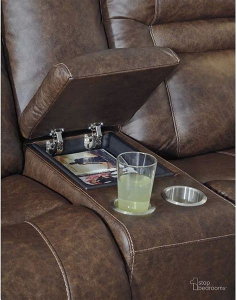 Wurstrow Power Reclining Console Loveseat With Adjustable Headrest In