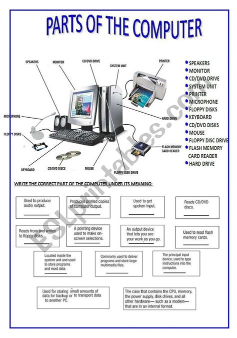 Parts Of A Desktop Pc Screen Identification Worksheets Answers