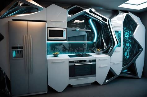 Futuristic Kitchen With Sleek And Stylish Appliances Futuristic