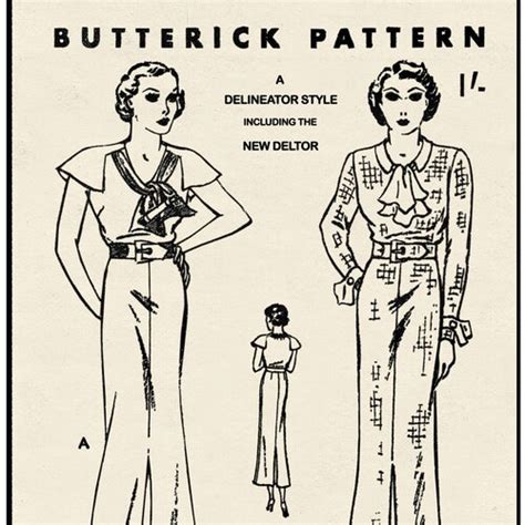 1930s Cape Sleeve Tea Dress Pdf Sewing Pattern Bust 32 Etsy