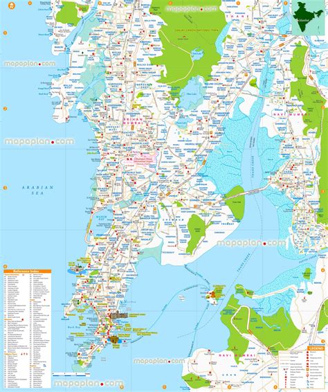 Mapa Turístico De Mumbai Bombay Atracciones Y Monumentos De Mumbai