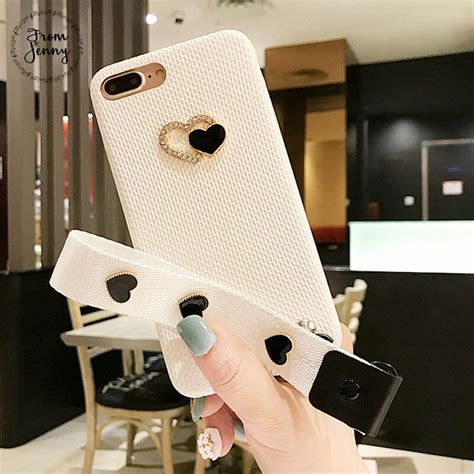 From Jenny Special Offer White Love Heart Grip Strap Phone Case For