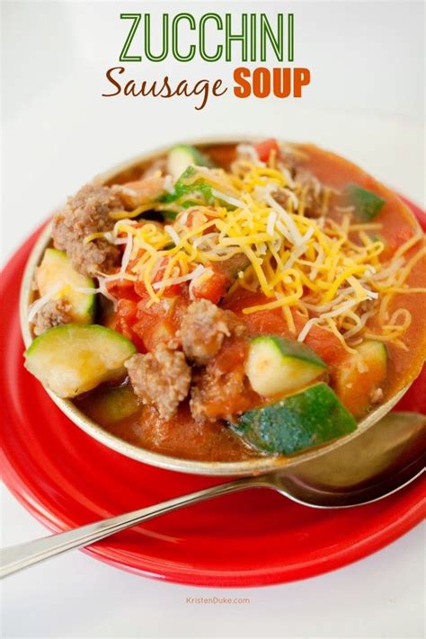 Hearty And Delicious Zucchini Soup With Sausage And A Tomato Base