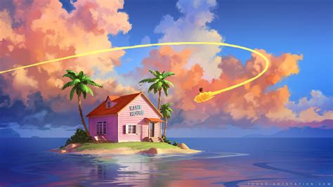 Goku And Flying Cloud Kame House 1920×1080 Hd Wallpapers