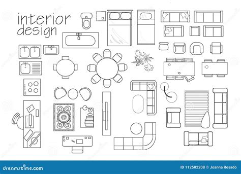 `interior Design Floor Plan Symbols Top View Furniture Cad Symbol