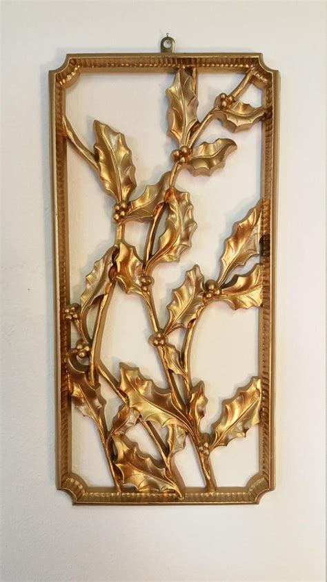Gold Wall Decor Plaques Set Of Four 4 Flower Floral Seasons Syroco Vintage Decorative