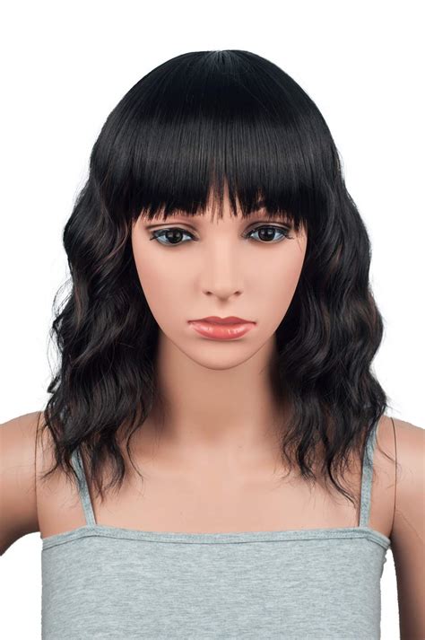 Collection Of Shoulder Length Wigs With Bangs Black Women Synthetic Wig Straight Style Bob