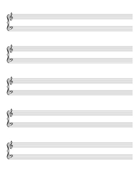 Grand Staff Printable Blank Sheet Music Music Staff Paper Etsy