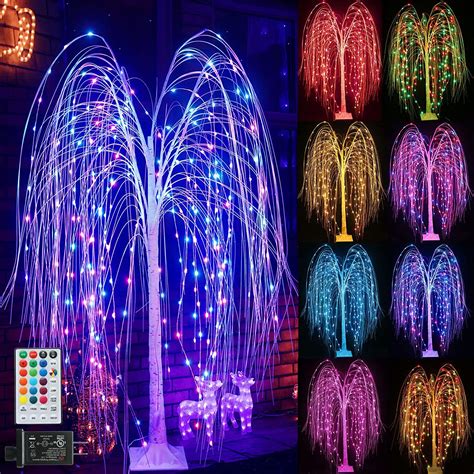 Colorful Lighted Led Willow Tree 5 Ft 240 Led Prelit Color