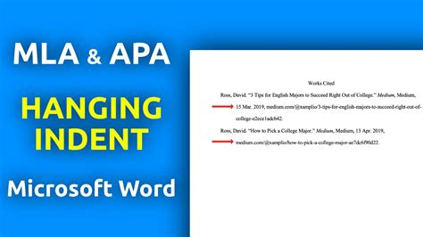 How To Make A Hanging Indent In Word Apa Mla Etc Youtube