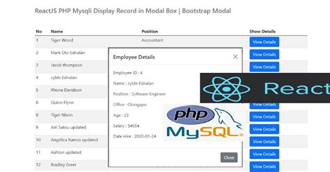 Reactjs Php Mysqli Display Record In Modal Box Bootstrap Modal Tutorial