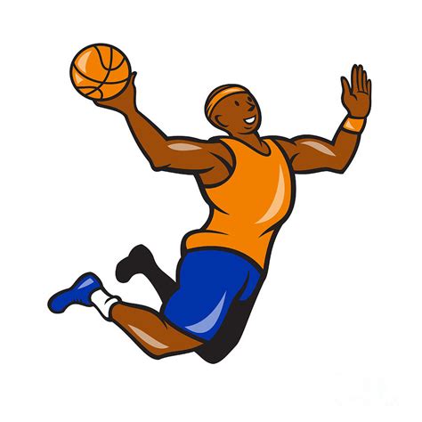 Basketball Player Dunking Ball Cartoon Digital Art By Aloysius