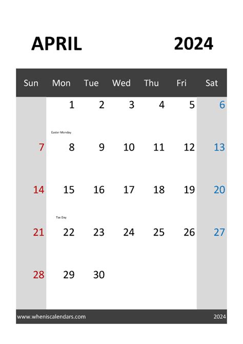 Download April 2024 Calendar Blank Printable A4 Vertical A44314