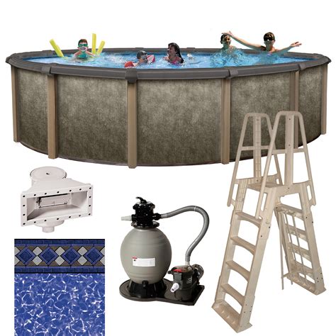 Blue Wave Riviera 24 Round 54 Deep Metal Wall Swimming Pool Package