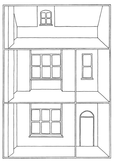 Interior House Template For Drawing Or Collage Craft Etsy House