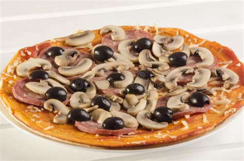 Pizza With Salami Mushroom Stock Photo Image Of Cheese 30172266