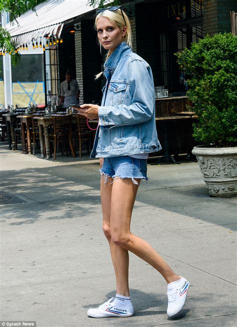 Leggy Poppy Delevingne Sports Double Denim In Nyc Daily Mail Online