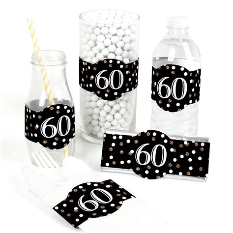 Adult 60th Birthday Gold Diy Birthday Party Wrapper Favors Set Of