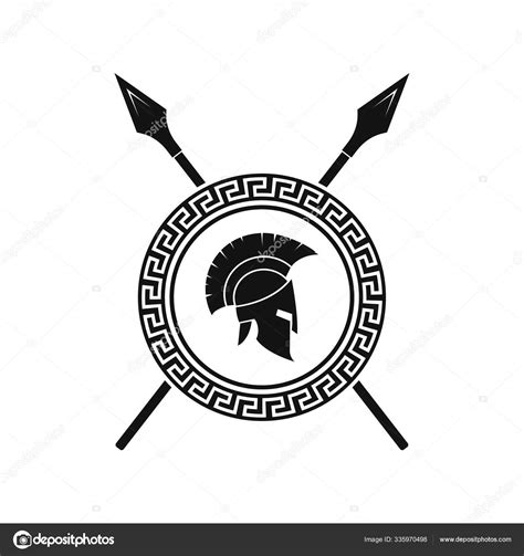 Vector Illstration Of Spartan Helmet Logo On White Background Isolated