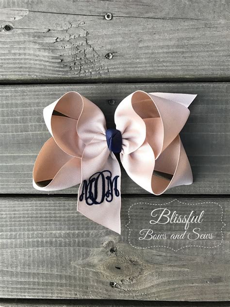 Girls Monogrammed Back To Babe Bow Initial Hair Bow Babe Bow Boutique Hair Bow Solid Color