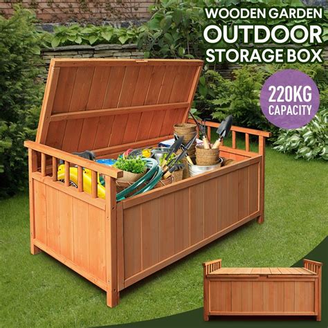 Waterproof Outdoor Storage Box Wooden Garden Deck Storage Bench