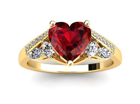 Heart Shape Ruby Ring 100 Carat Red Ruby And Diamond Ring 14k Etsy
