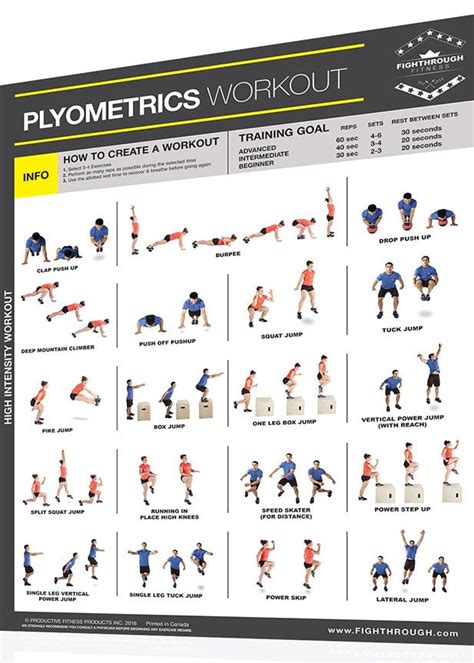 Fighthrough Fitness 18 X 24 Laminated Workout Poster Plyometrics