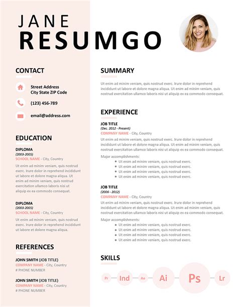 That's why a teacher's resume is so important in telling his or her. EUDORA - Pink Resume Template - ResumGO.com | Teacher ...