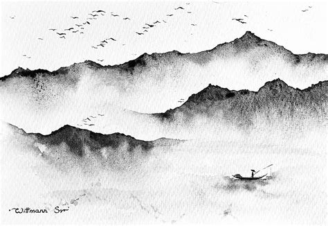 Chinese Mountain Painting Original Watercolor Art Best Etsy