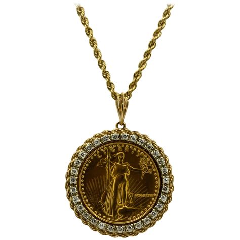 50 Liberty 1 Ounce Gold Coin Pendant With Diamond Bezel At 1stdibs