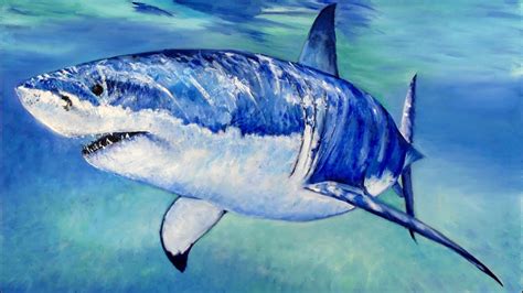 How To Paint A Great White Shark Speed Painting Youtube
