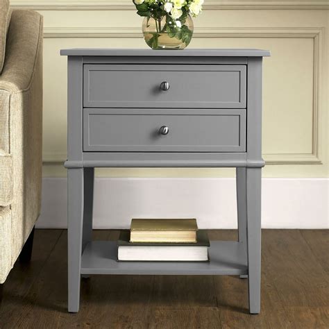 Alcott Hill Grey 2 Drawer End Table And Reviews Wayfair