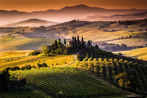 Picture Tuscany Italy Nature Fields Scenery From Above