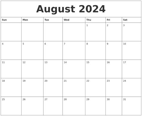 August 2024 Free Calendar Download