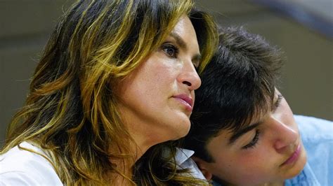 mariska hargitay spotted on rare public outing with son august 17 as they sit in the stands