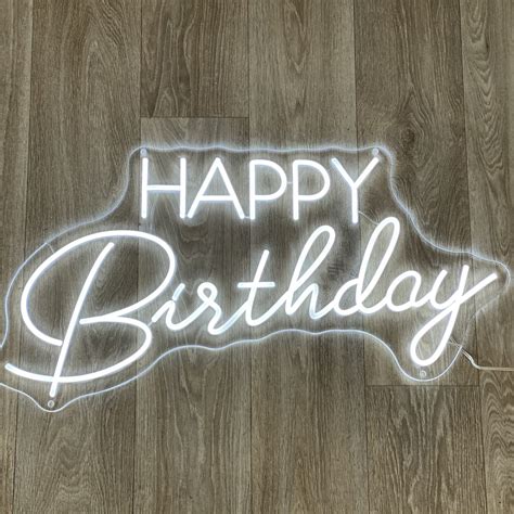 Happy Birthday Neon Sign Cool White The Pretty Prop Shop Auckland
