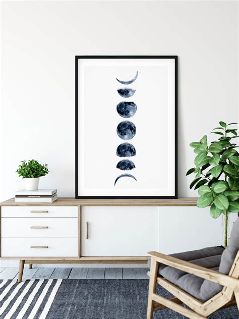 Blue Moon Phases Wall Art Blue Moon Phases Poster Blue Moon Etsy