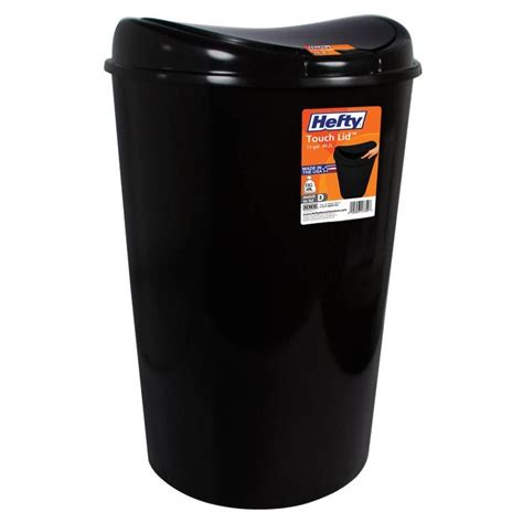 Hefty 138 Gallon Semi Round Touch Lid Trash Can Black Trash Can