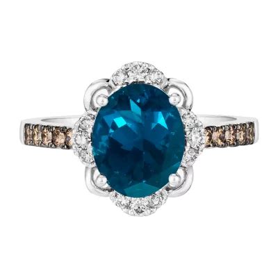 Le Vian Grand Sample Sale Ring Featuring Cts Deep Sea Blue Topaz Cts Nude Diamonds