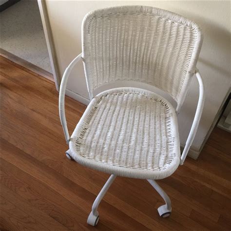 Two summers ago, she replaced the desks with vinyl, runnerless rockers and adirondack chairs oh, really? kamilla responded. White Wicker Rolling Desk Chair | Chairish