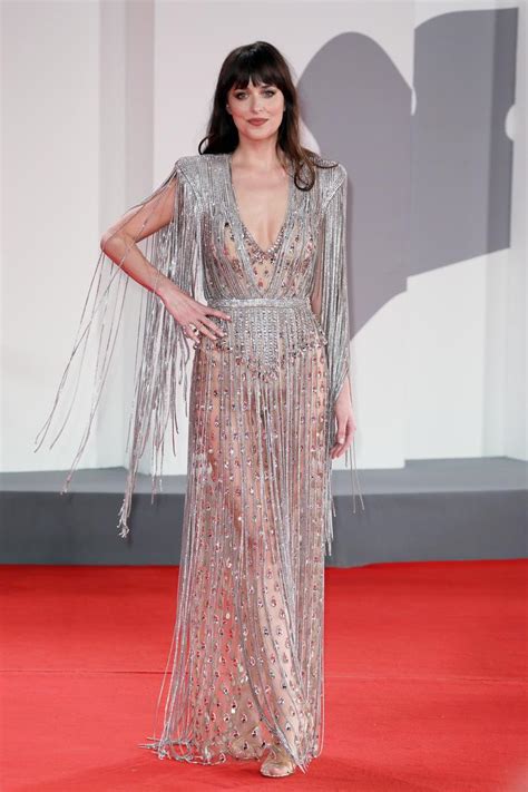 See Dakota Johnson S Sheer Dress With A Crystal Fringed Cape Who What Wear UK