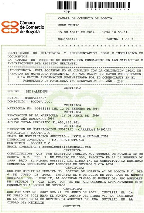 Browse, borrow, and enjoy titles from the camara de comercio de bogota digital collection. + CERTIFICADO DE CÁMARA Y COMERCIO :: admon.salud ...