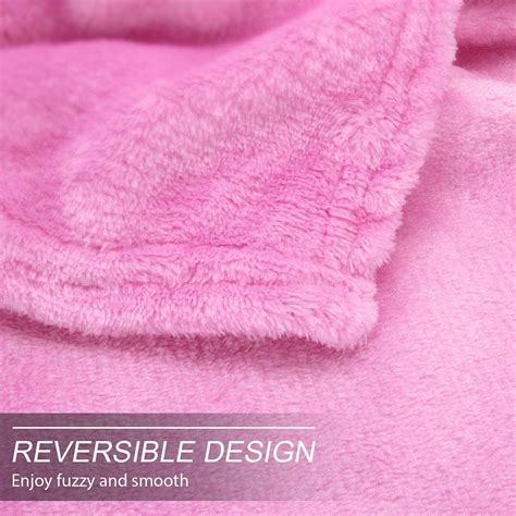 Howarmer Pink Fuzzy Bed Blanket Queen Size Soft Flannel Fleece Blankets All Season Lightweight